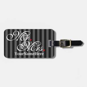 Mr. and Mrs. Name Husband Wife His Hers Newly Weds Luggage Tag