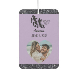 Mr and Mrs Name Photo Wedding Favor lavender  Air Freshener