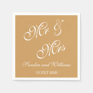 Mr And Mrs Napkins Gold Wedding