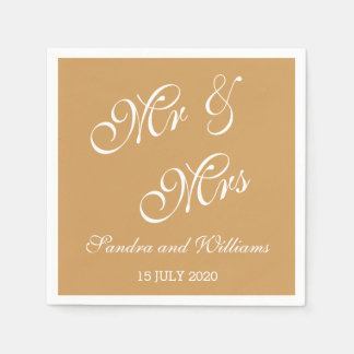 Mr And Mrs Napkins Gold Wedding
