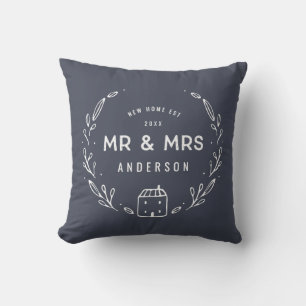 Mr and Mrs new home tartan backer Throw Pillow