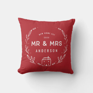 Mr and Mrs new home Throw Pillow