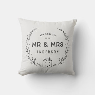 Mr and Mrs new home Throw Pillow