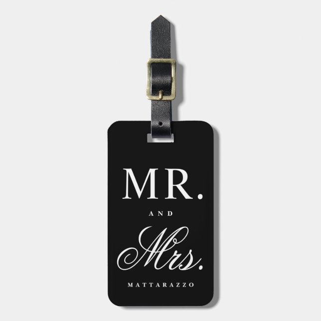 Mr. and Mrs. newly wed luggage tag (Front Vertical)
