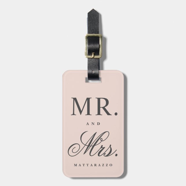 Mr. and Mrs. newly wed luggage tag (Front Vertical)