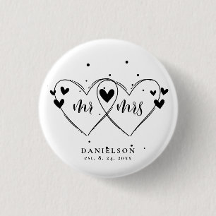 Mr. and Mrs. Newly Weds Wedding 1 Inch Round Button