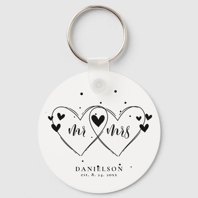 Mr. and Mrs. Newly Weds Wedding   Keychain (Front)