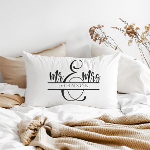 Mr. and Mrs. Newlywed Couple Gifts Lumbar Pillow