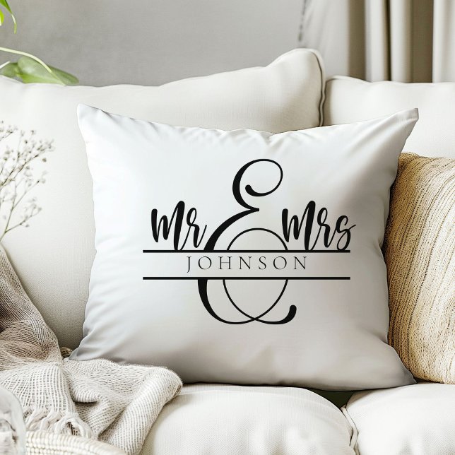 Mr. and Mrs. Newlywed Couple Gifts Throw Pillow (Creator Uploaded)