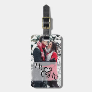 Mr. and Mrs. Newlywed Photo Wedding Ring Luggage Tag