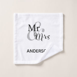 Mr. and Mrs. Newlywed with Surname Wash Cloth