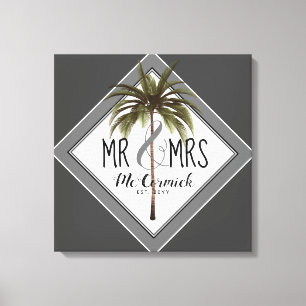 Mr And Mrs Newlyweds Beach Wedding Personalized  Canvas Print