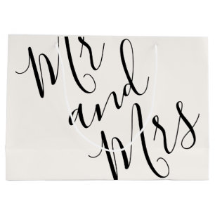 Mr. and Mrs. Oversized Calligraphy White Black Large Gift Bag