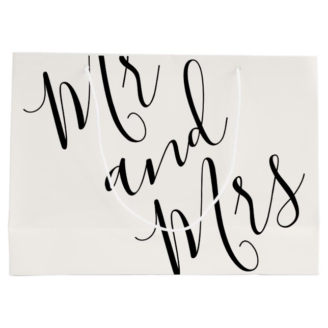 Mr. and Mrs. Oversized Calligraphy White Black Large Gift Bag (Back)