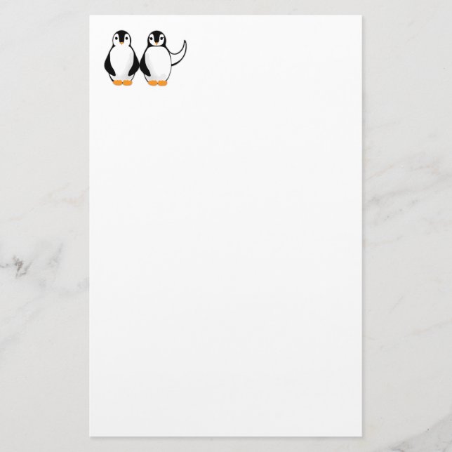 Mr. and Mrs. Penguin Design Stationery (Front)