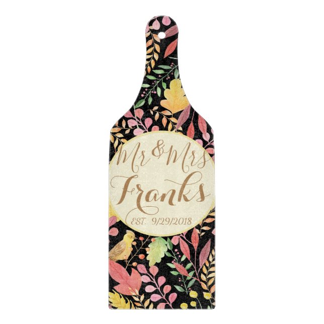 Mr and Mrs Personalized Autumn Cutting Board (Front)
