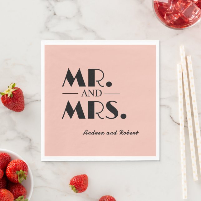Mr and Mrs Personalized Cocktail Napkins (Insitu)