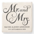 Mr and Mrs, Personalized Engagement Gift, Marble