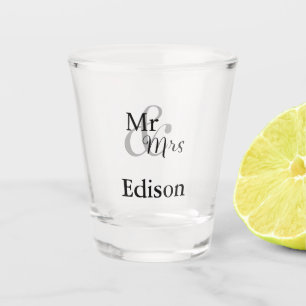 Mr and Mrs Personalized Surname Wedding Shot Glass