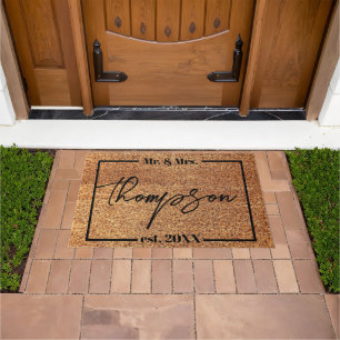 Mr. and Mrs. Personalized Wedding Gift Last Name Doormat