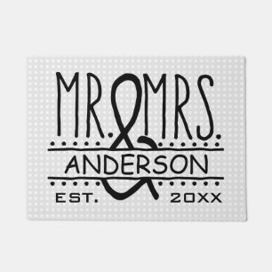 Mr and Mrs Personalized Wedding Last Name Date Doormat