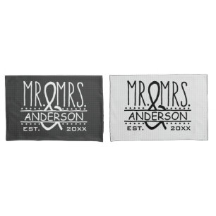 Mr and Mrs Personalized Wedding Last Name Date Pillowcase