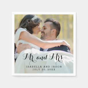 Mr and Mrs Personalized Wedding Photo Paper Napkin