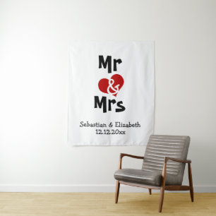 Mr and Mrs Photo backdrop Personalized wedding Tapestry