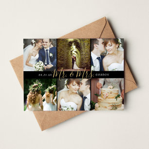 Mr. and Mrs. Photo Collage Wedding Thank You Cards