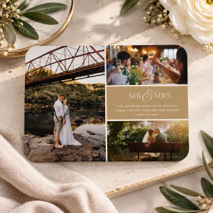 Mr and Mrs Photo Collage Wedding Thank You Magnet