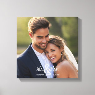 Mr and Mrs Photo Wedding Anniversary Gift Canvas Print