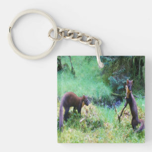 Mr and Mrs Pine Marten Date Night Keychain
