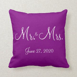 Mr. and Mrs. Purple Monogrammed Wedding Pillows