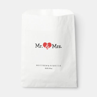 Mr and Mrs Red Heart Wedding Personalized Favour Bag
