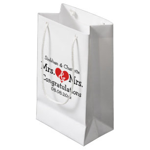 Mr and Mrs Red Heart Wedding Personalized Small Gift Bag
