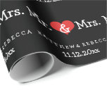 Mr and Mrs Red Heart Wedding Wrapping Paper<br><div class="desc">Mr and Mrs Red Heart Wedding gift wrap paper .. perfect for the newly weds .. mister and misses personalized wrapping paper roll for the wedding / anniversary from Ricaso</div>
