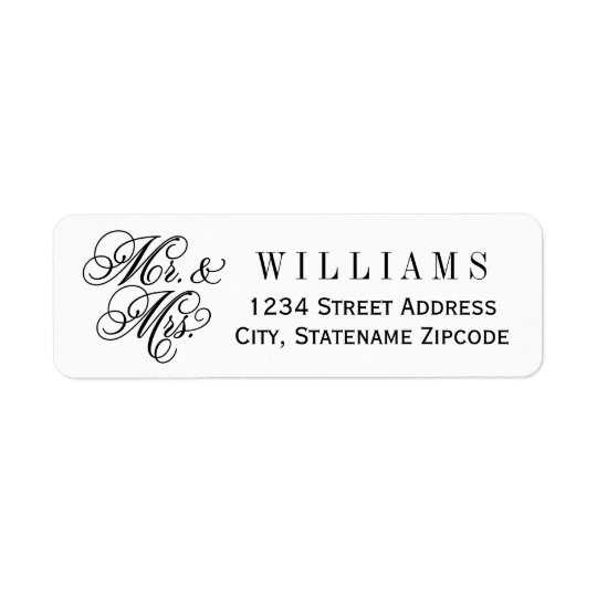 Mr. and Mrs. Return Address | Black Return Address Label