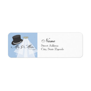 Mr. and Mrs. Return Address Label - Blue