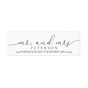 MR AND MRS Return Address Labels Script Elegant