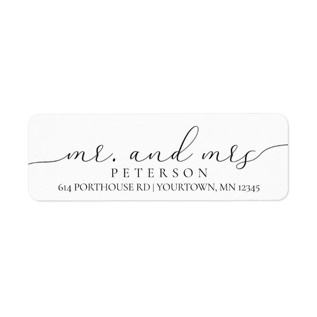 MR AND MRS Return Address Labels Script Elegant (Front)