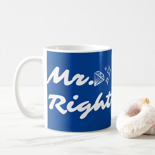 Mr and Mrs right married couple funny quote  Coffee Mug (With Donut)