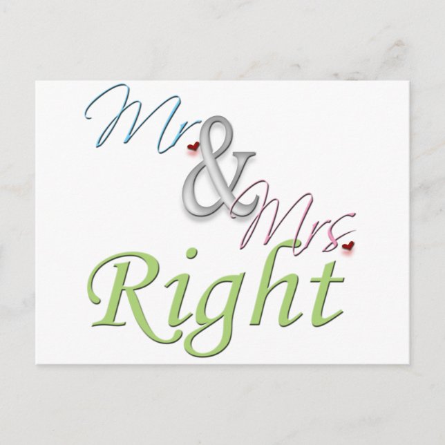 Mr. and Mrs. Right Postcard (Front)