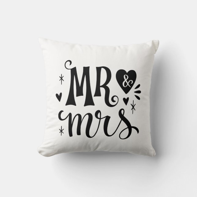 Mr and Mrs - Romantic Keepsake Gift Throw Pillow (Front)