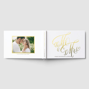 Mr and Mrs Rustic Calligraphy Photo Wedding Guest Book