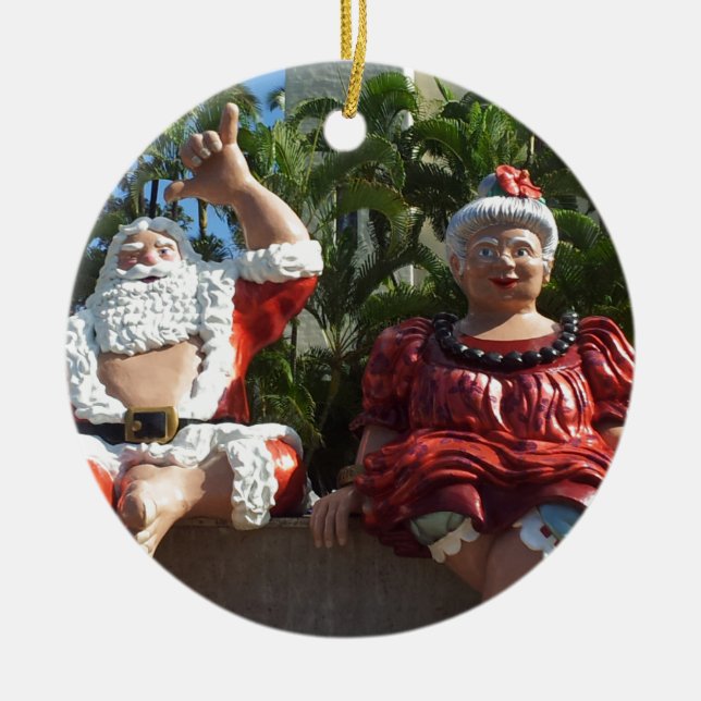 Mr and Mrs Santa Claus Ceramic Ornament (Front)