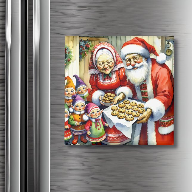 Mr and Mrs Santa Claus, Cookie and Elves Christmas Magnet (Creator Uploaded)