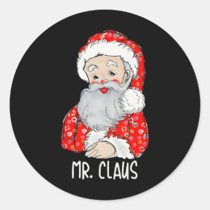 Mr And Mrs Santa Claus Couples Matching Christmas Classic Round Sticker
