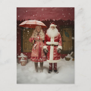 Mr and Mrs Santa Claus Holiday Postcard