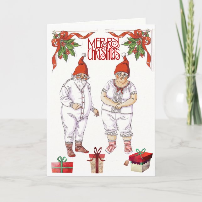 Mr and Mrs Santa Claus 🤶 Paper Dolls with clothes Card (Front)