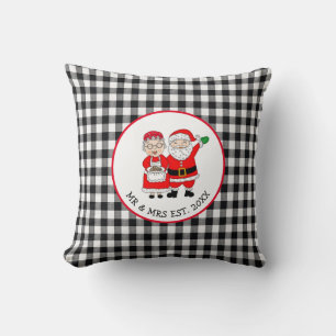 Mr and Mrs Santa Claus Personalized   Throw Pillow